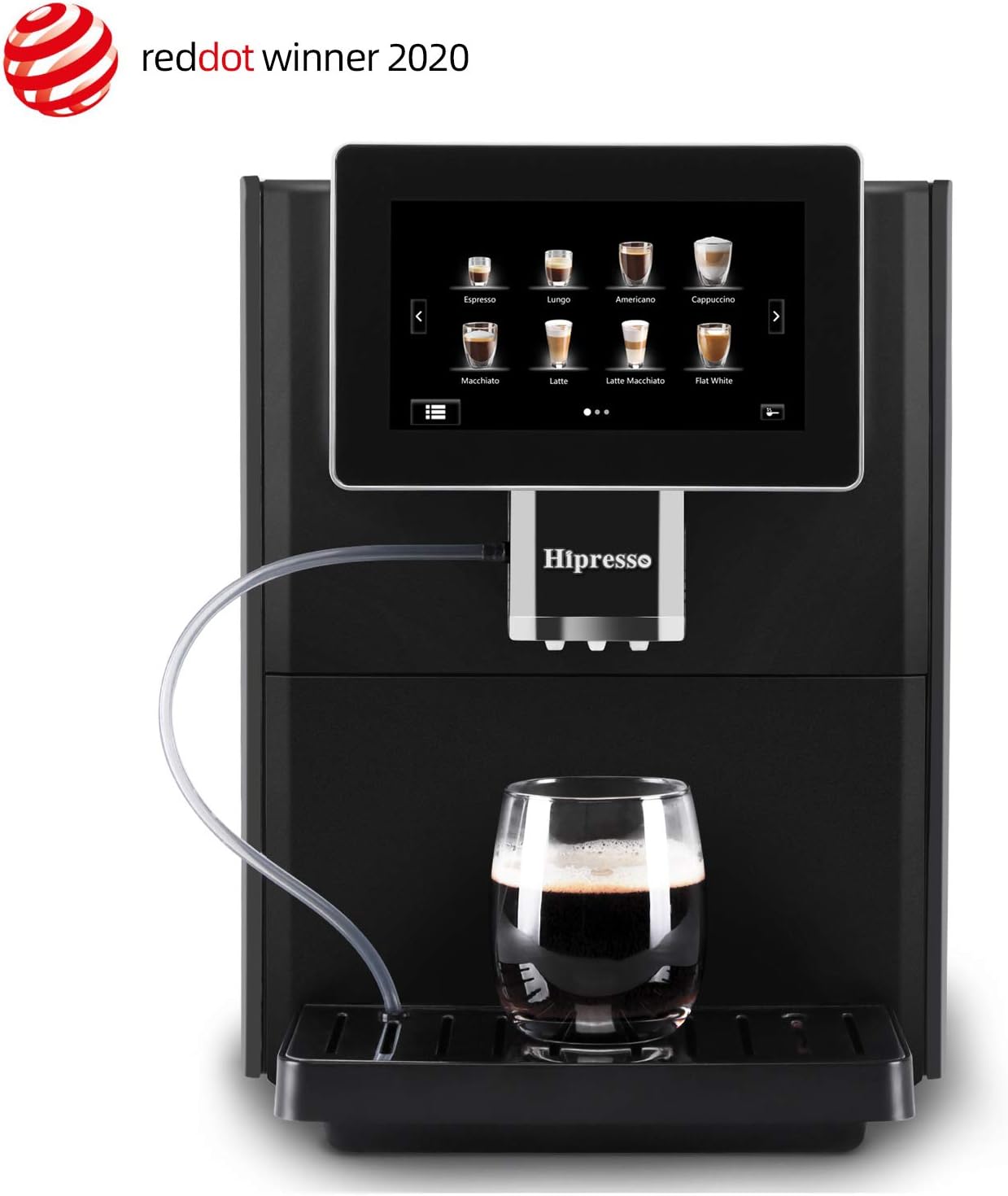 Hipresso Super-automatic Espresso Coffee Machine with Large 7 Inches HD TFT Display for Brewing Americano,Cappuccino, Latte, Macchiato,Flat White, Espresso Drinks